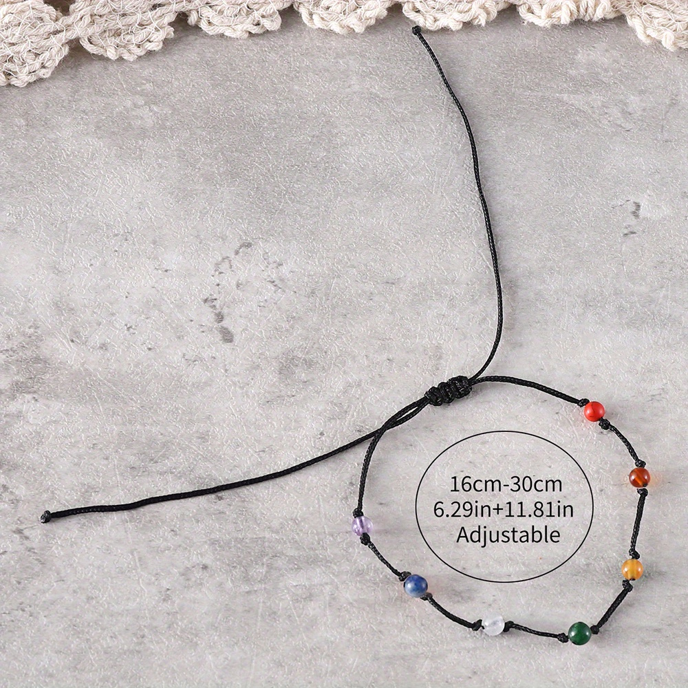 Boho 7 Chakra Stone Anklet Handcrafted Yoga Beach Foot Jewelry